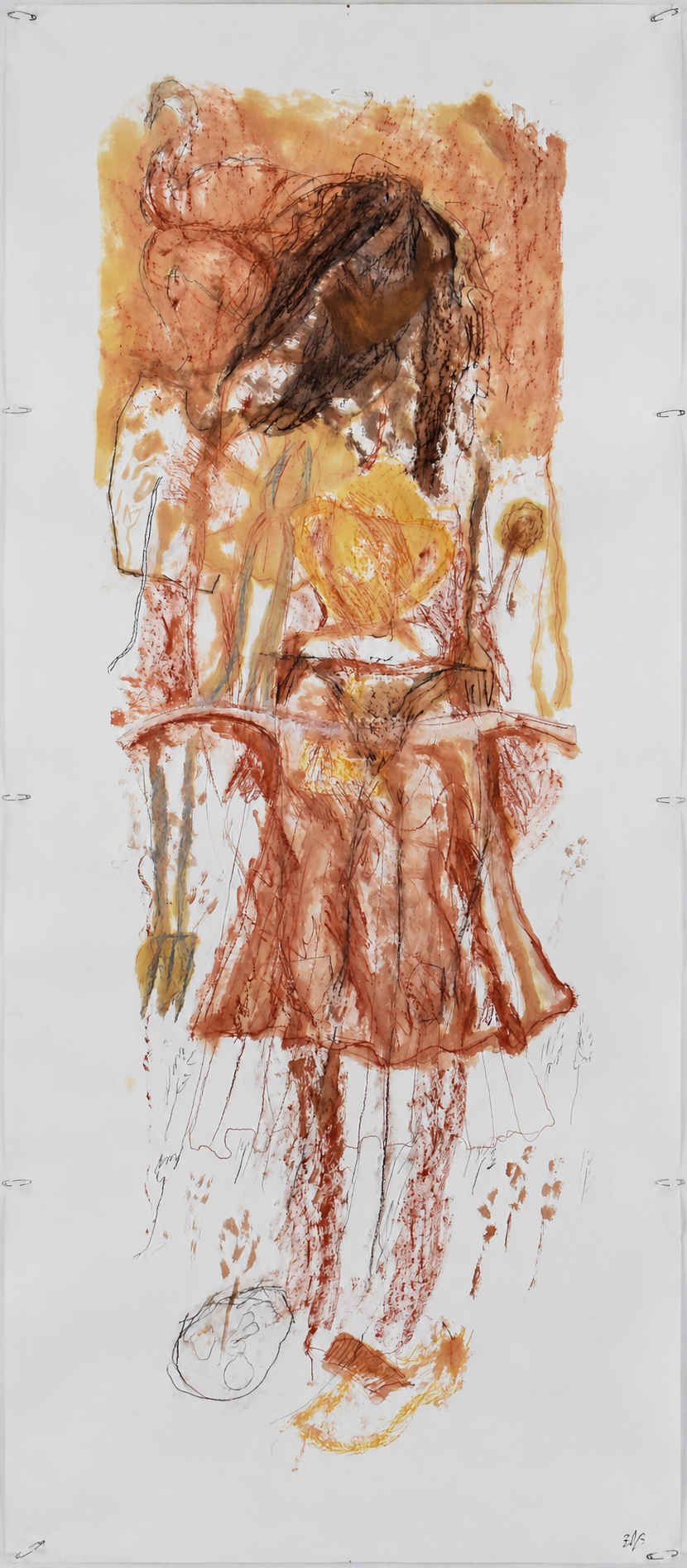Bandit in a cornfield, 2024,

30 × 90 cm,

linen oil and pastels on paper