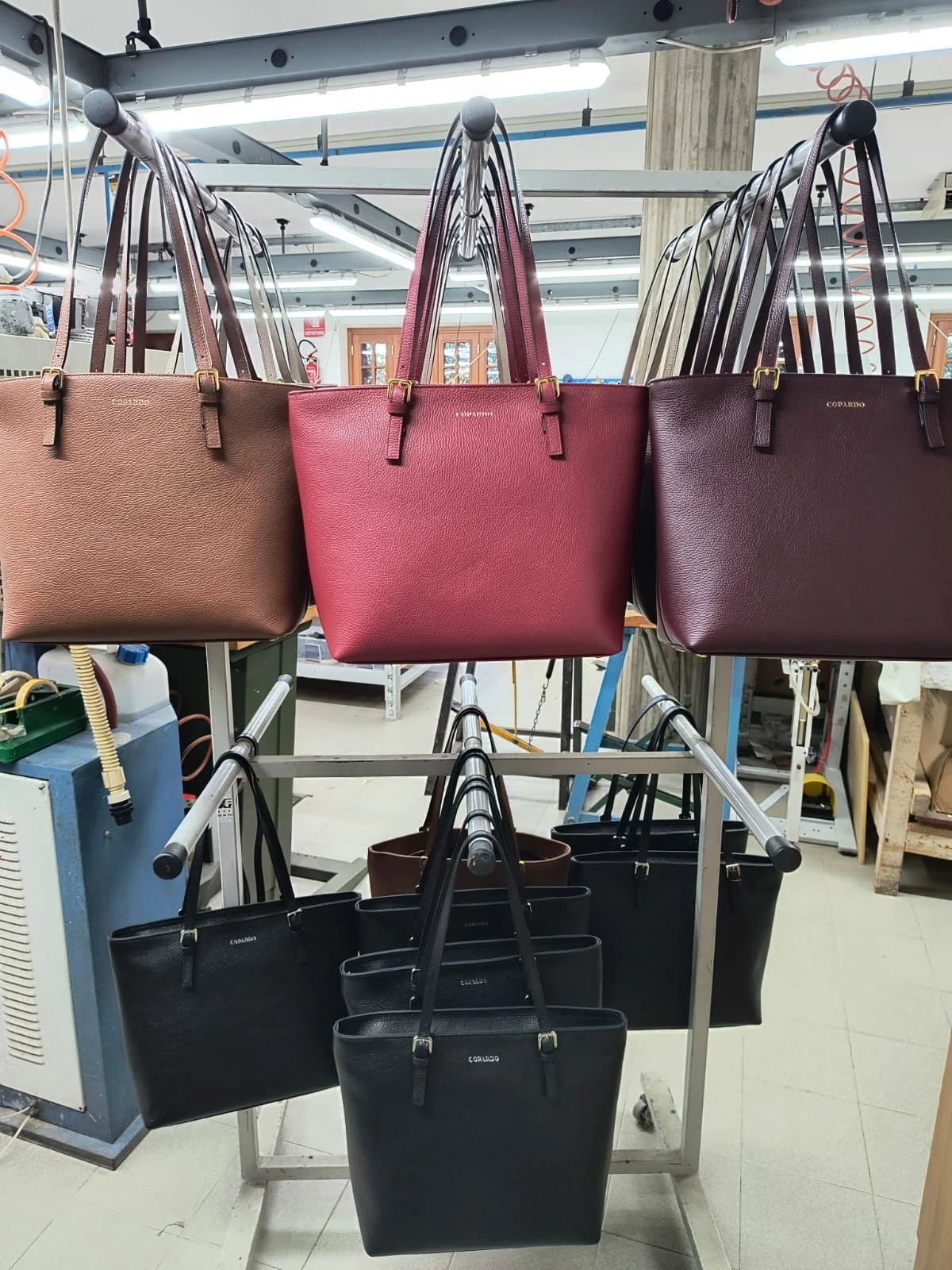 leather bag production in italian  factory