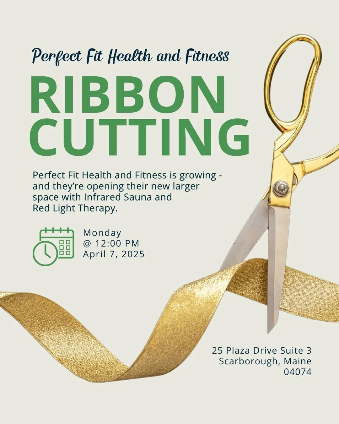 ribbon cutting for local maine business social post