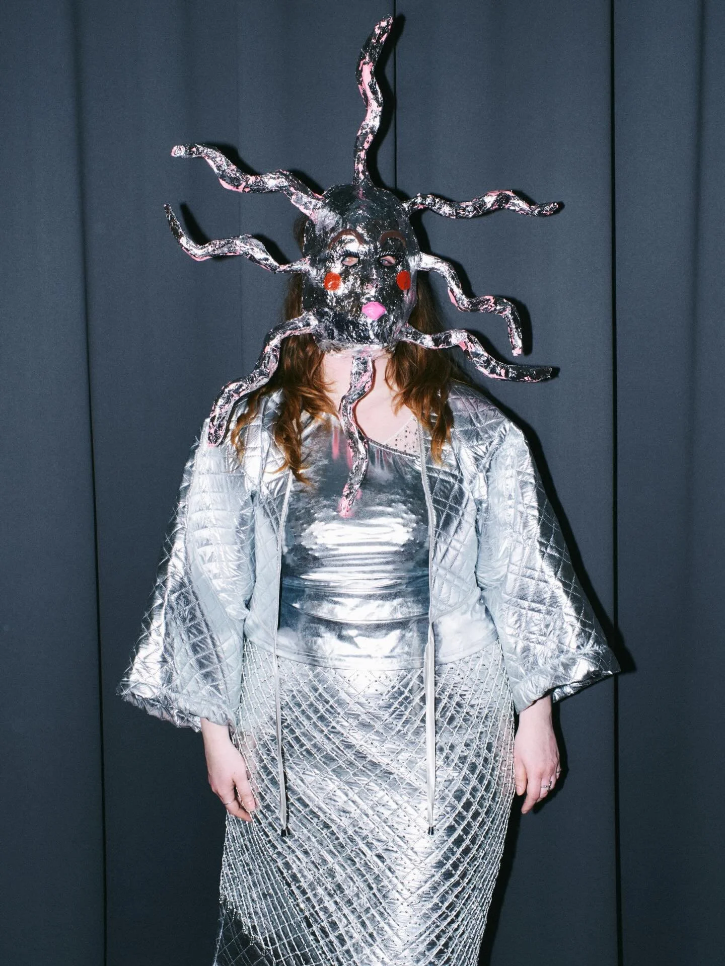 mask making at @hartwigartfoundation, led by @rightgrammar 🌠 made this Silver Sun mask + silver costume dress, as pictured by @nikolalamburov