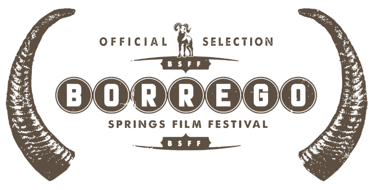 Logo for the Borrego Springs Film Festival, indicating official selection, with stylized horns on either side.