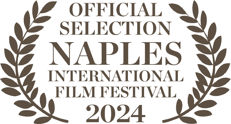 Official selection logo for the Naples International Film Festival 2024, featuring text surrounded by laurel branches.