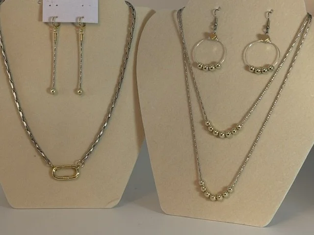 Jewelry Set Mixed Metals Necklace, Earrings.jpeg