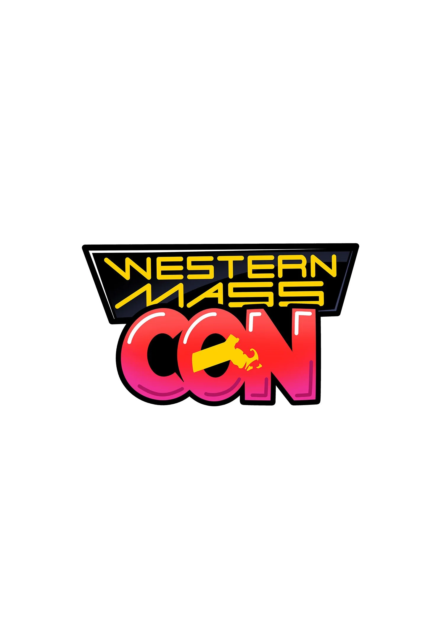 Logo for Western Mass CCC with stylized pink and red cherries, yellow Massachusetts map in the center, and bold yellow and black text.