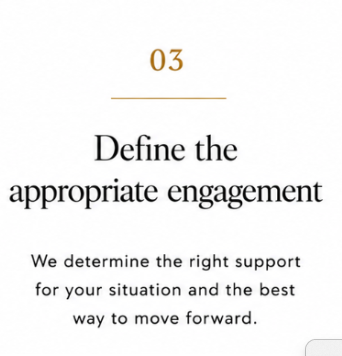 Numéro 03 avec le texte 'Définir l'engagement approprié', expliquant comment déterminer le bon soutien pour la situation et la meilleure façon d'avancer.