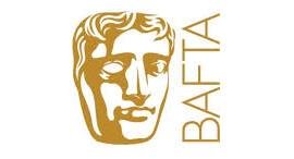 BAFTA logo featuring a stylized gold mask and the word 'BAFTA' in gold letters.