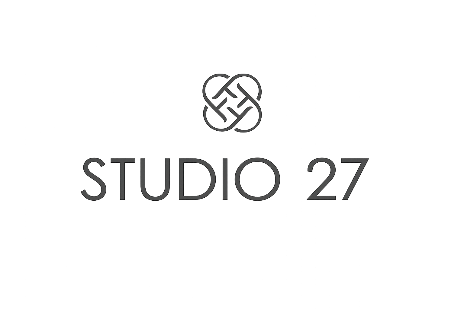 Black and white logo with a stylized, interlinked design above the text 'STUDIO 27' on a black background.