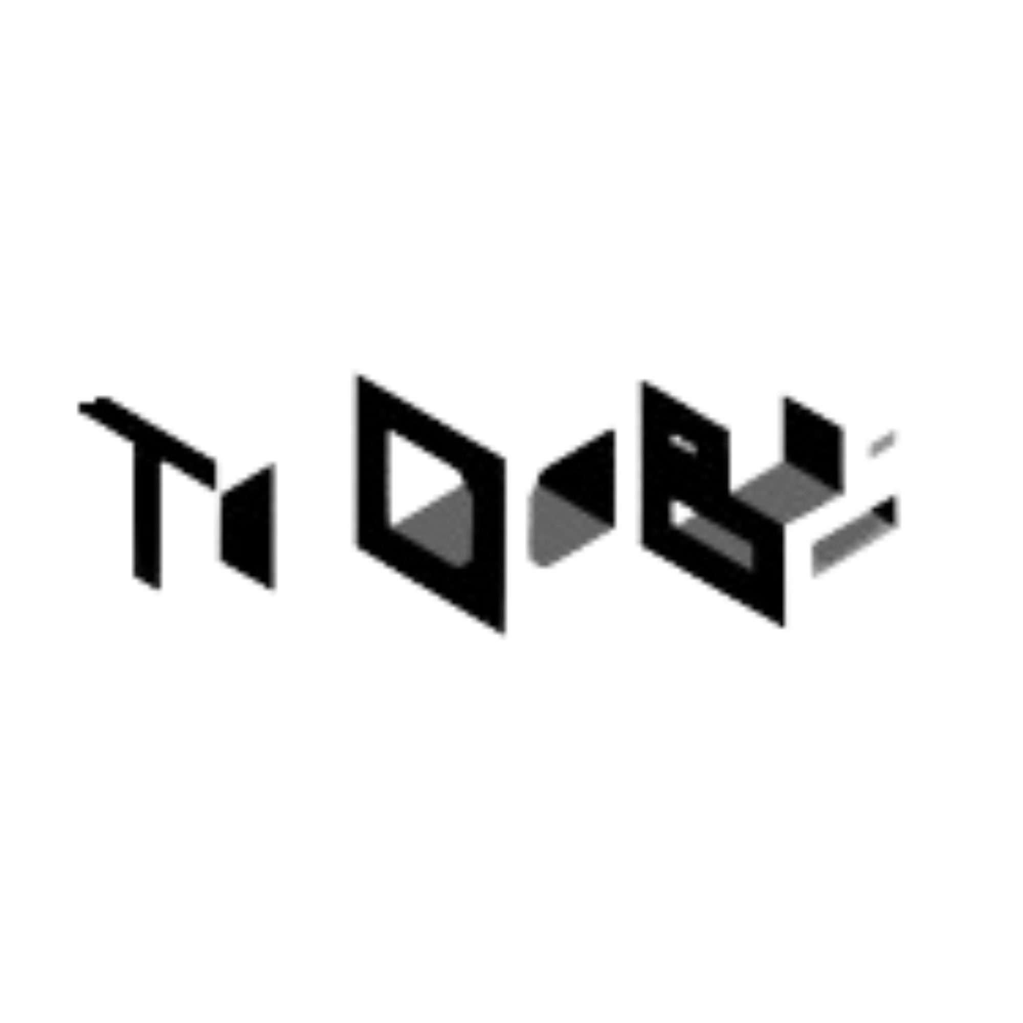 3D black Tetris blocks arranged in a row on a reflective surface with a dark background.