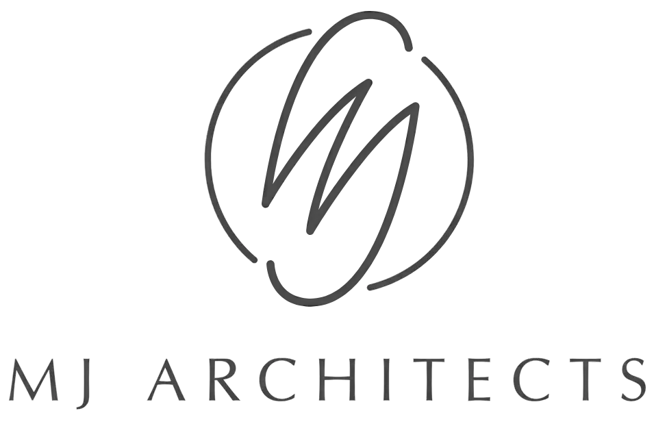 Logo of MJ Architects with a stylized circular design and the company name below.