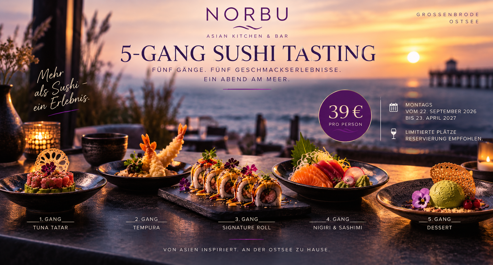 5-Gang Sushi Tasting in der Nebensaison