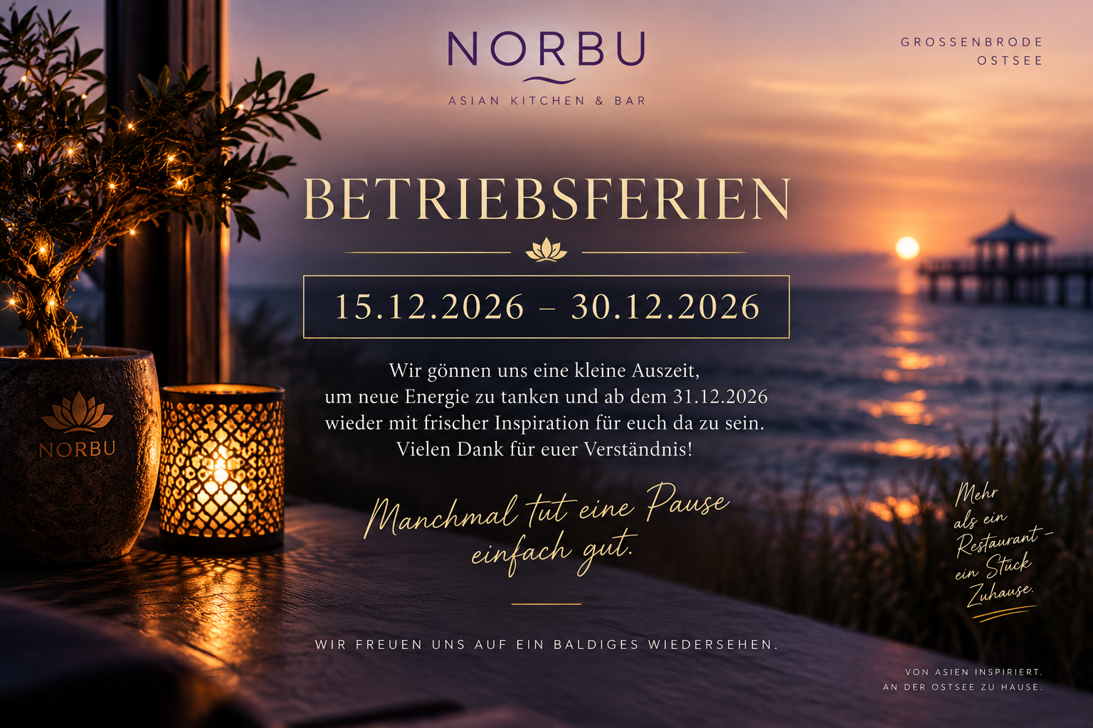 Betriebsferien 15.12.2026 - 30.12.206