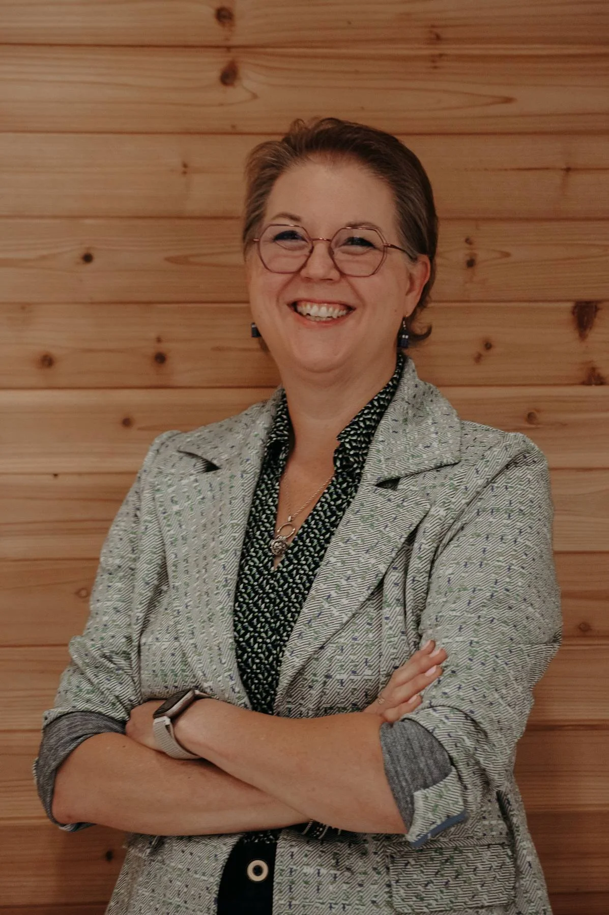 Woman, standing smiling