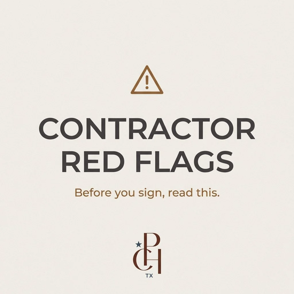 Hiring a contractor? These are 3 red flags we see homeowners regret later.

Red Flag #1: Vague scope + vague pricing
If they can't explain what's included (in writing), you're likely headed for surprises.

Red Flag #2: No written change order process