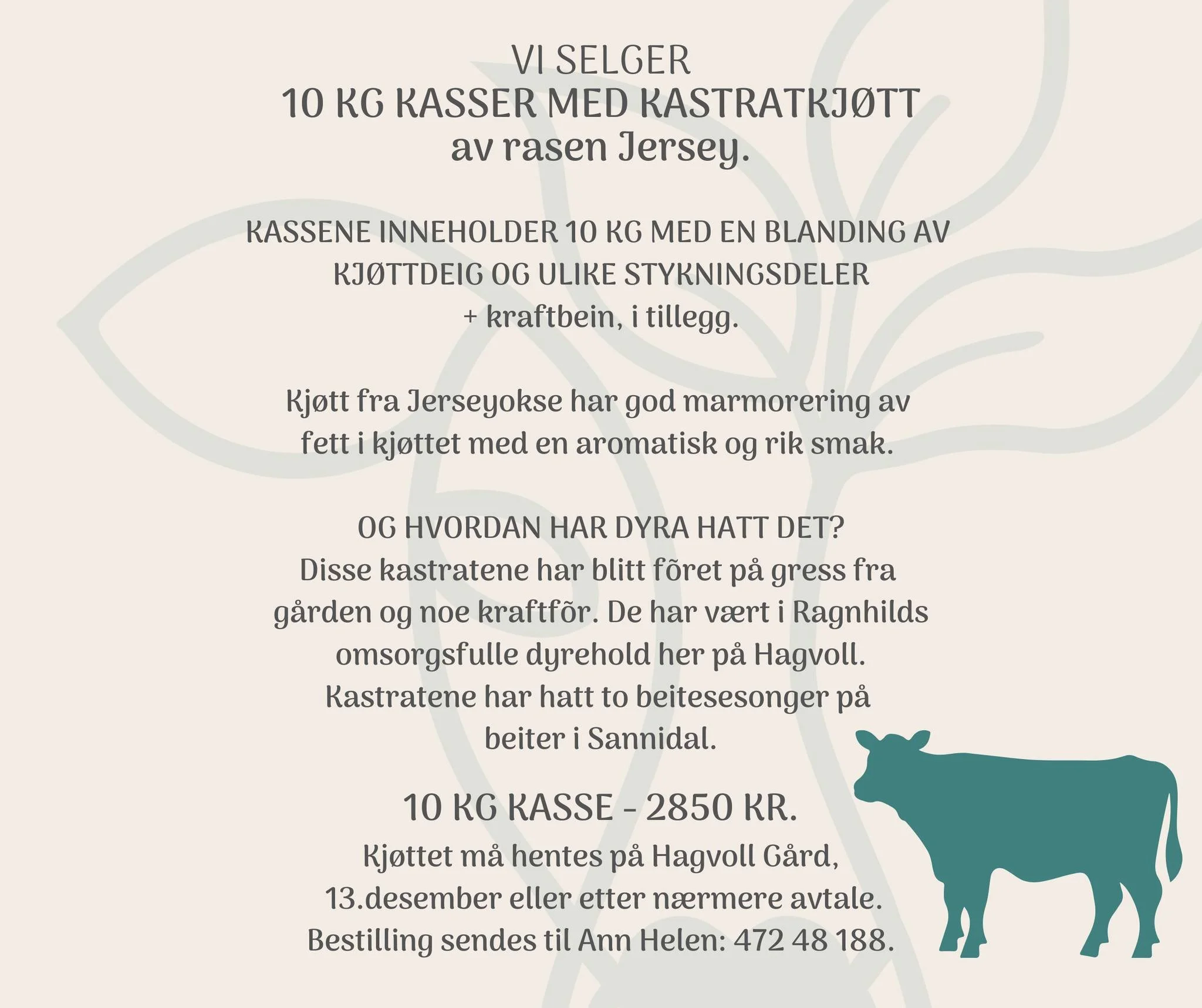 N&aring; er det mulig &aring; sikre seg en kasse med Jersey kastratkj&oslash;tt!
Send bestilling til Ann Helen. 

 #direktefrabonden #beitelandskap #jordhelse #bovearfree #krager&oslash; #beitedyrfikserkulturlandskapet #jersey #krager&oslash;n&aelig;