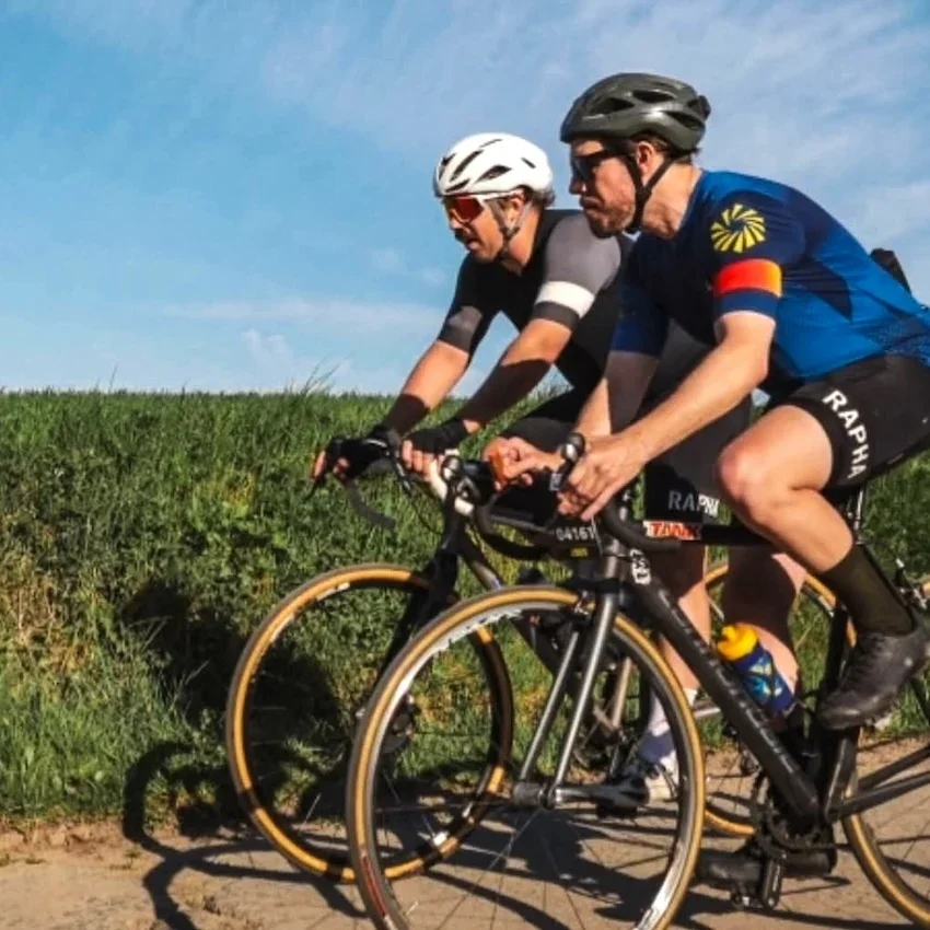 Cyclists on a trail outside of Paris