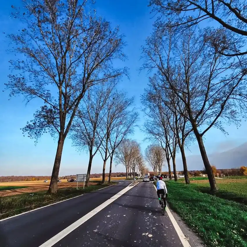 Cycling route outside of Paris, France