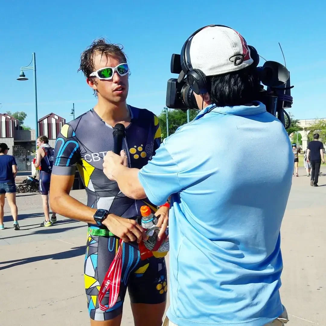 Evan Pardi getting interviewed.