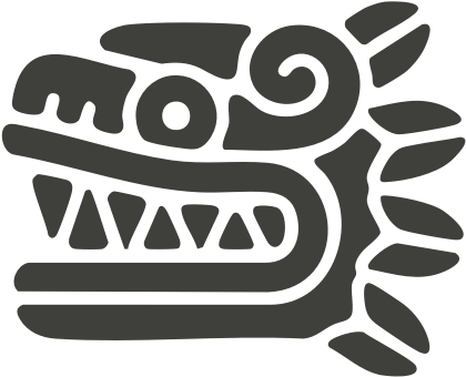 A stylized, cartoon-like depiction of a dragon's head with sharp teeth, an eye, and decorative elements along its face and back of the head