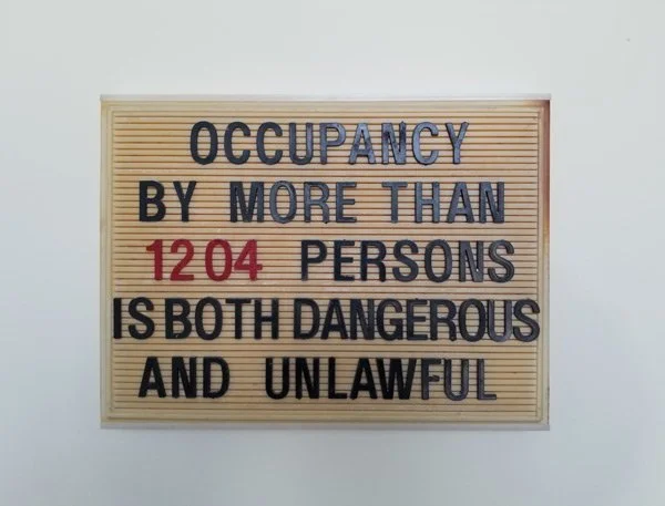 Rivoli Interior Sign - Occupancy (Courtesy of Tim & Julie's Another Fine Mess)