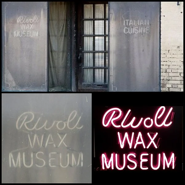 Neon sign - Displayed in the front windows of the Rivoli 