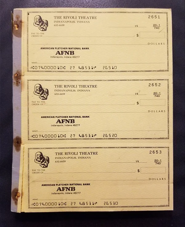 Rivoli Checkbook, American Fletcher National Bank (Courtesy of Tim & Julie's Another Fine Mess)