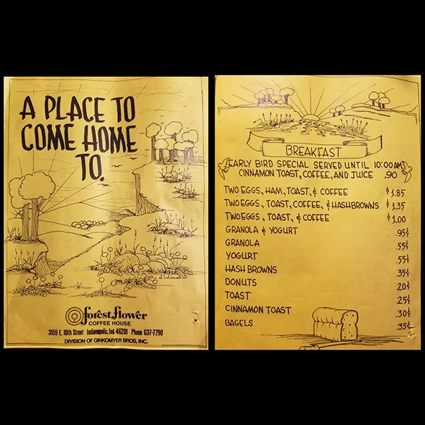 Menu from Forest Flower, a restaurant in the Rivoli (Courtesy of Tim & Julie's Another Fine Mess)