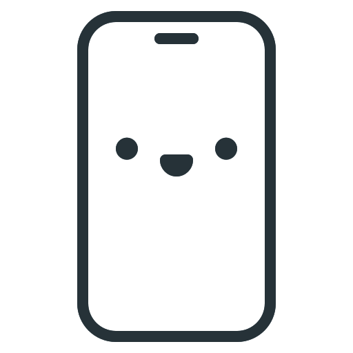 Icono de teléfono móvil con cara sonriente minimalista