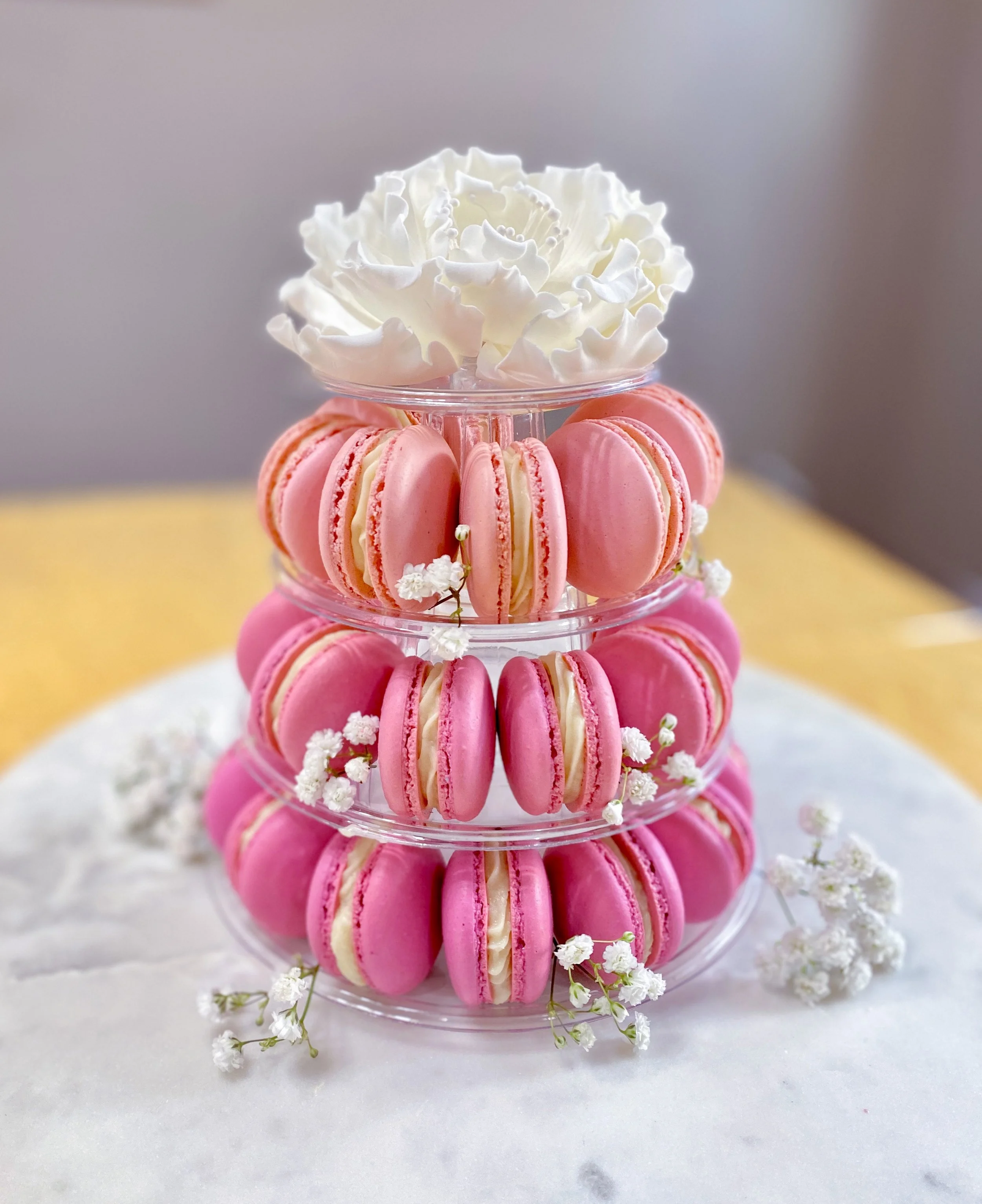 pink mini macaron tower