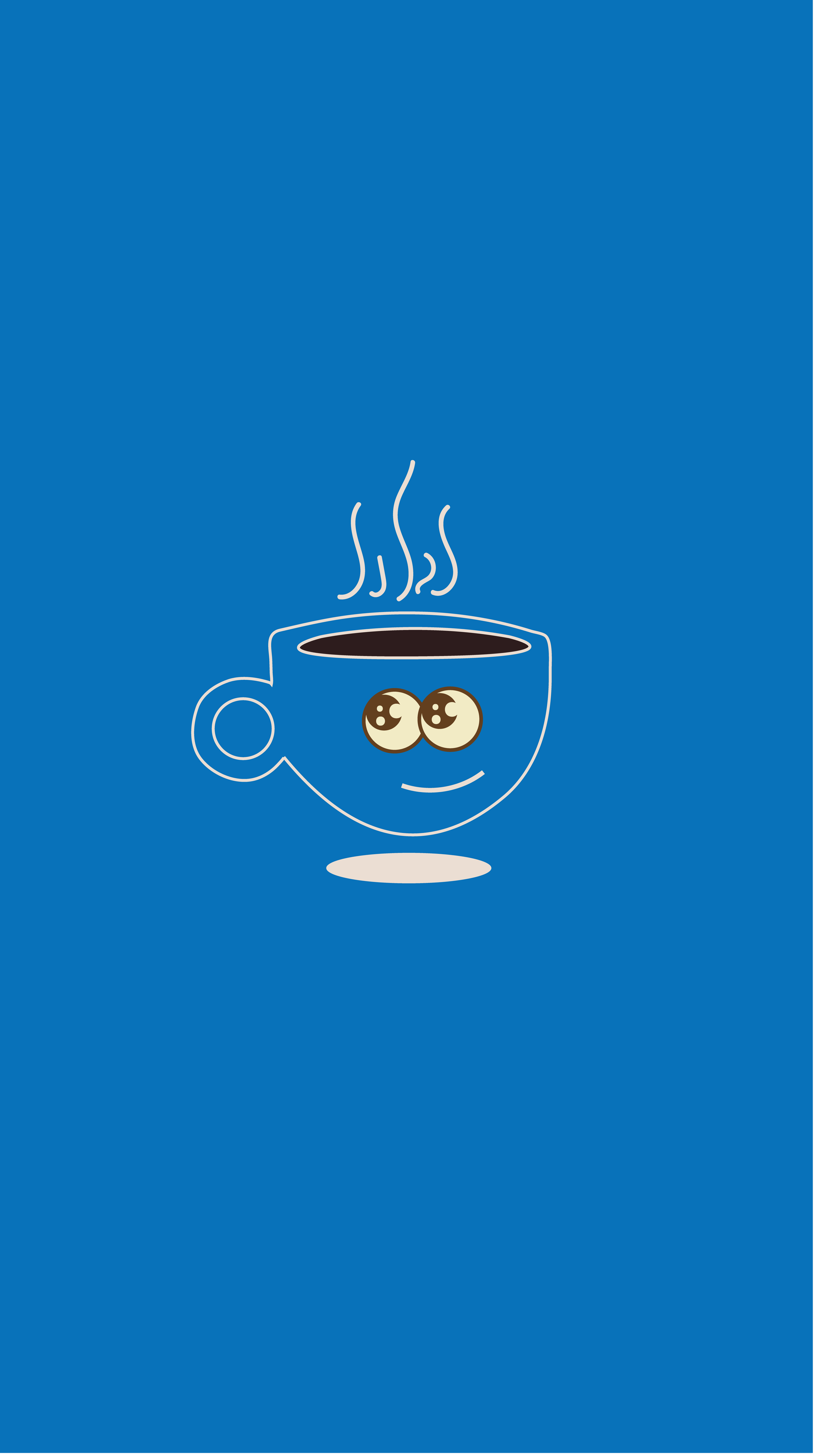 Playful illustration of a smiling coffee mug with steam, representing the Good Mug Coffee brand.