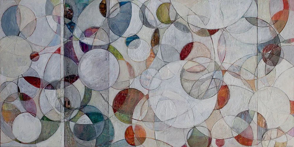 "Horton," Acrylic, beeswax and collage on panel, 24 x 48 inches, sold