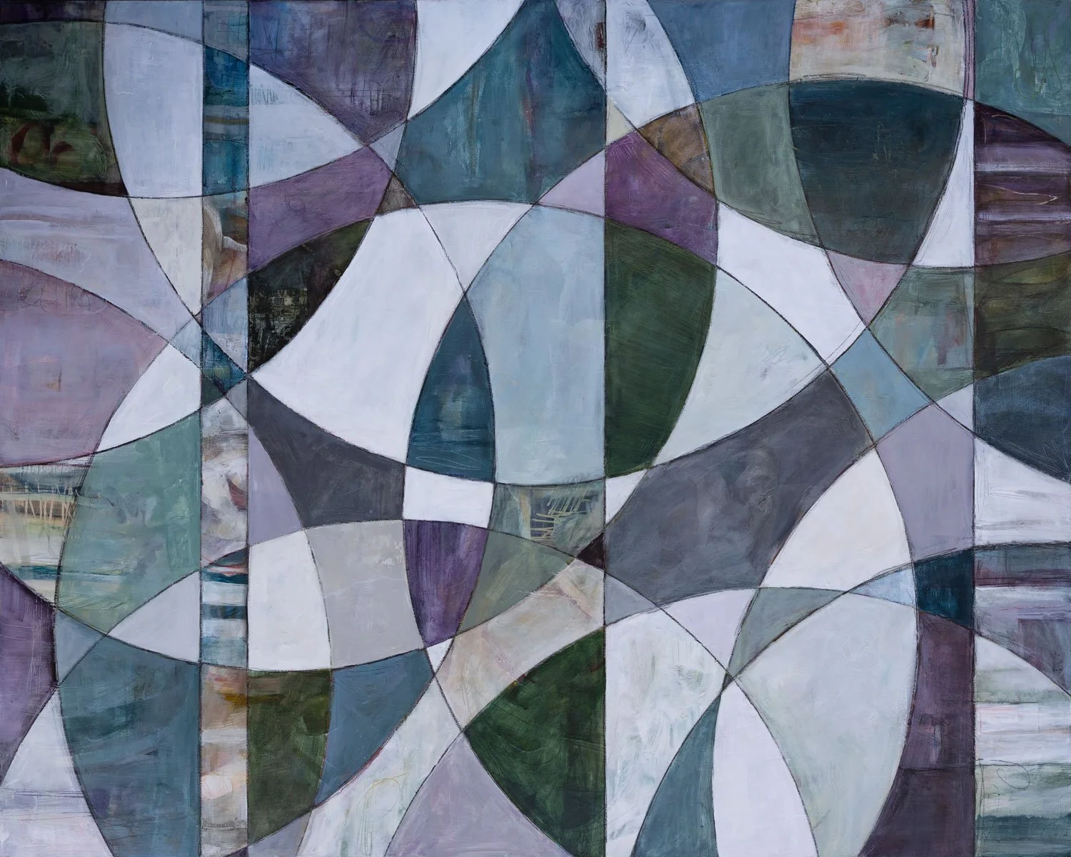 "Lo Spazio," Acrylic, beeswax and collage on cradled wood panel, 48 x 60 inches