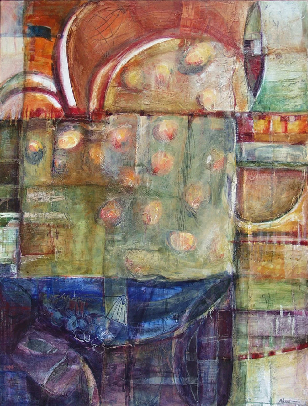 "Giocattoli del Nonno," Acrylic, beeswax and collage on panel, 48 x 36 inches, sold