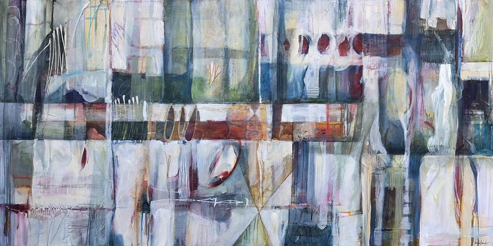 "Costara," Acrylic, beeswax and collage on panel, 30 x 30 inches, sold