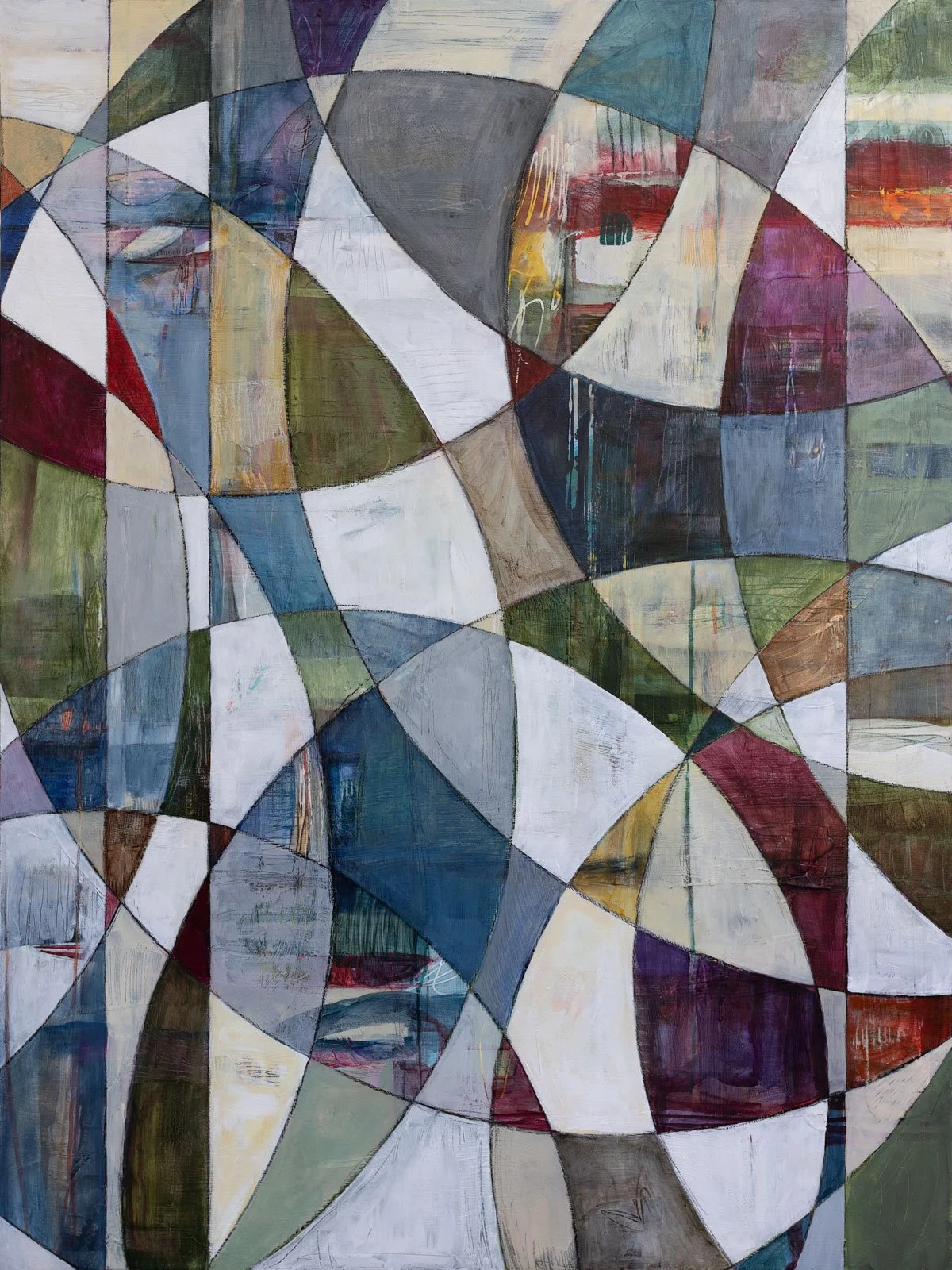 "Sherida," Acrylic, beeswax and collage on cradled wood panel, 48 x 36 inches, sold