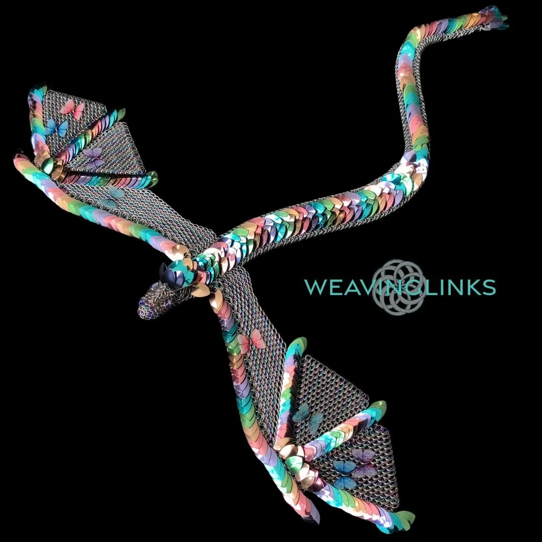 a pastel dragon with butterfly friends