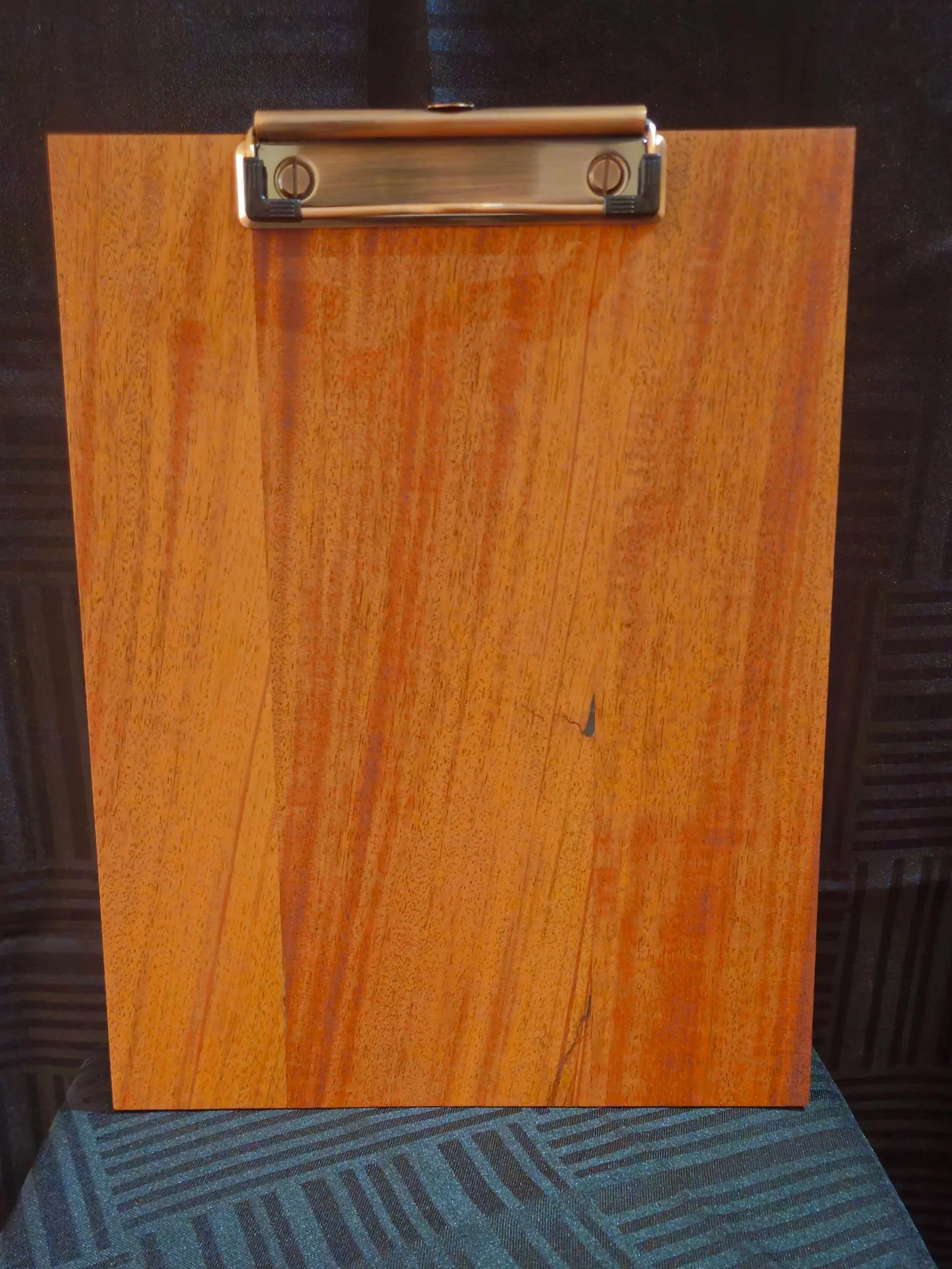Handcrafted Sapele Wood Clipboard – Premium Wood Grain