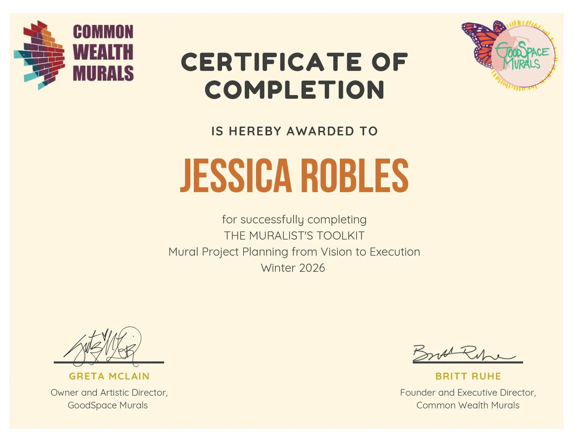 one of the best classes I have taken ! well recommended. Mural projects can be daunting at times. This course clears up every step when making a mural. So grateful to be part of this cohort!

#commonwealthmurals #goodspacemurals