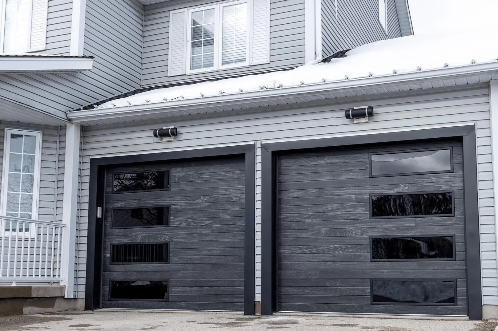 Two Plank Garage Doors with Windows