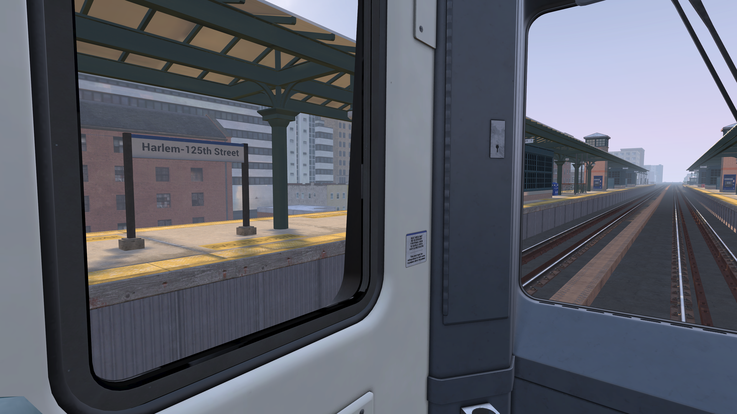 ダヴテールゲームズ_トレインシムワールドVR_ハーレムの125丁目駅のホームと列車の車内から見える景色。