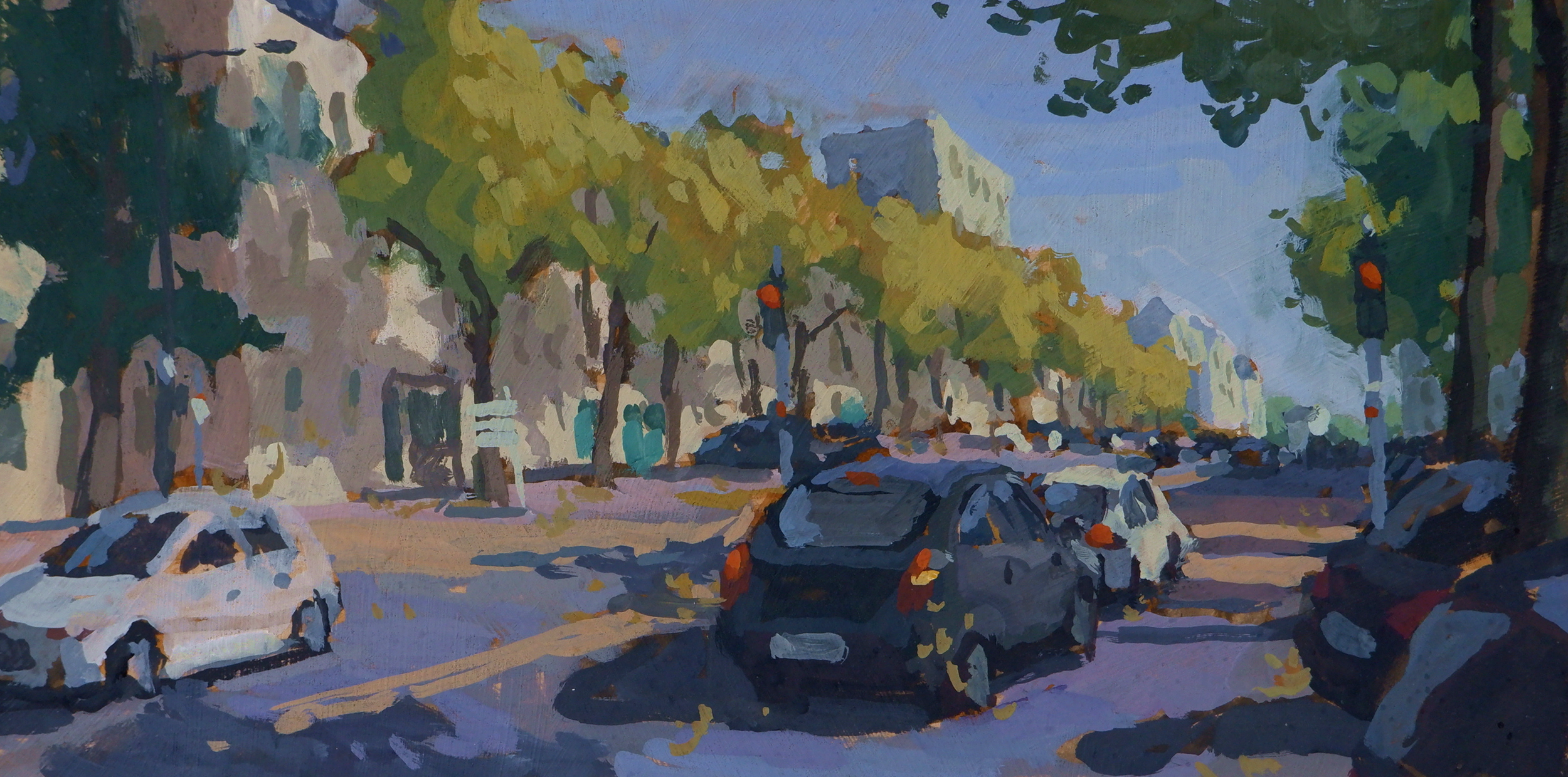 Boulevard du Roi René - Gouache sur bois - 15x30cm - 100€