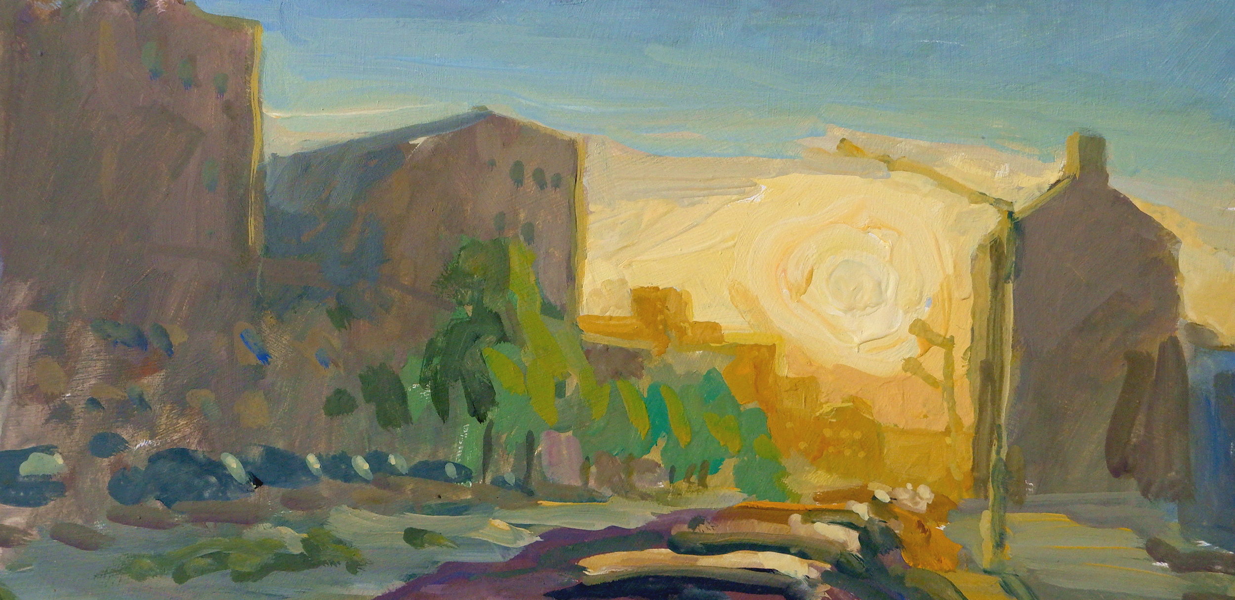 Boulevard Saint-Michel - Gouache sur bois - 15x30cm - 100€