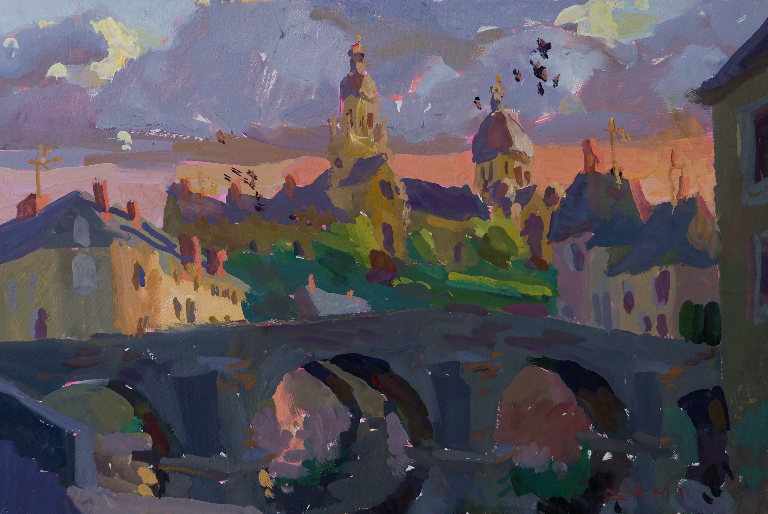 7h - Gouache sur bois - 20x30cm - 140€