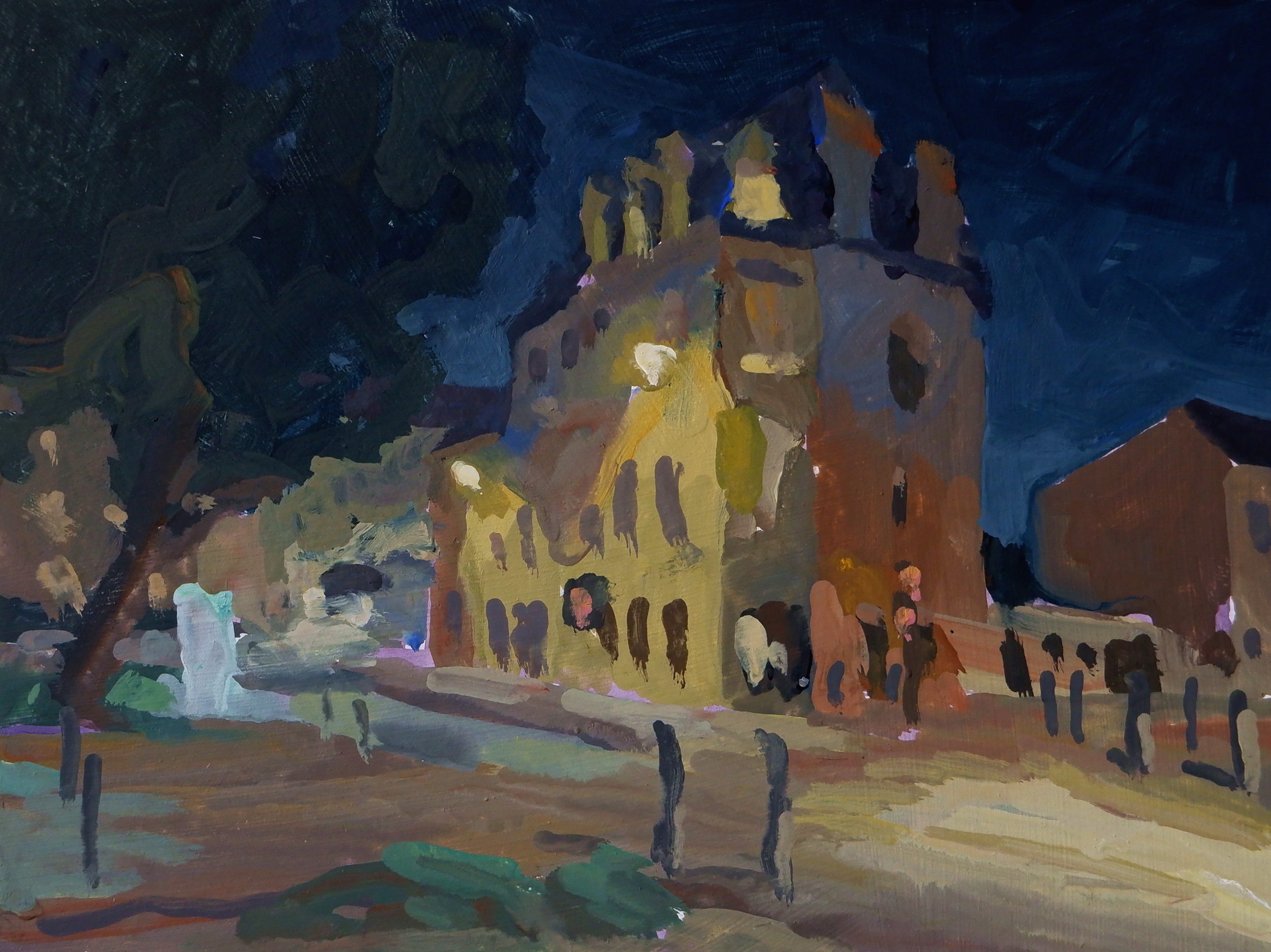 Place Ney - Gouache sur bois - 15x20cm - 70€