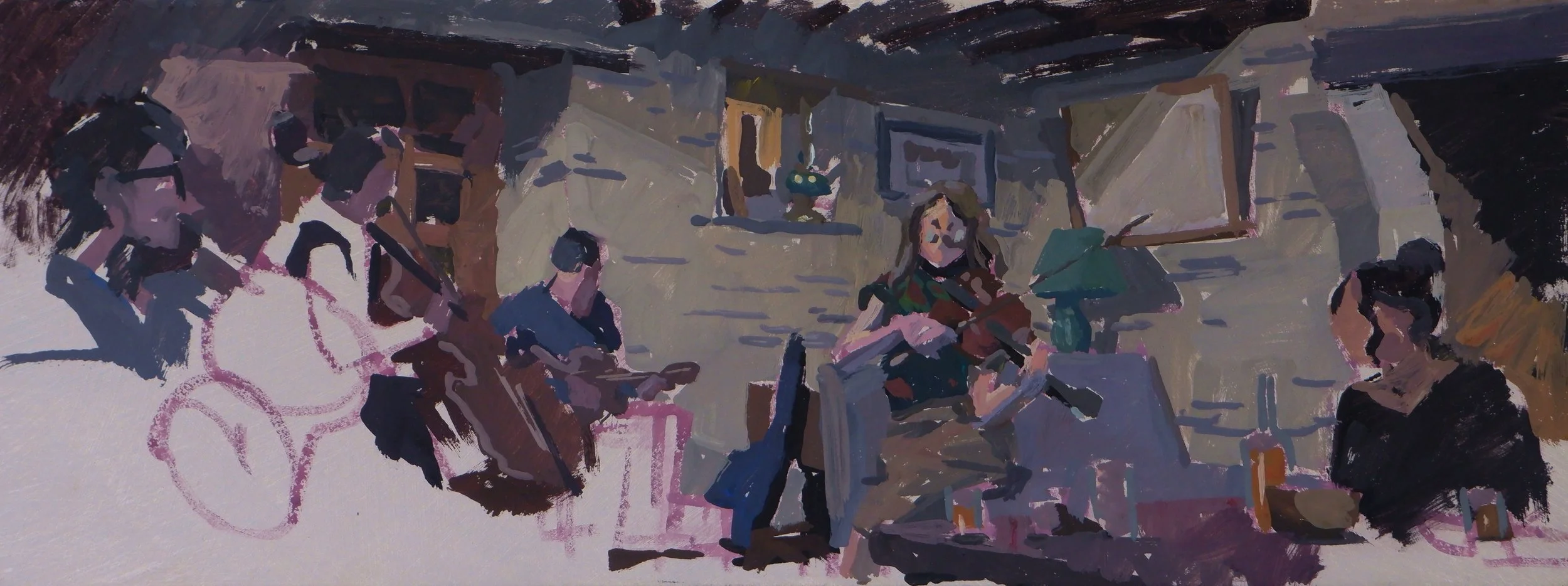 Musique 1 - gouache sur bois - 15*40cm