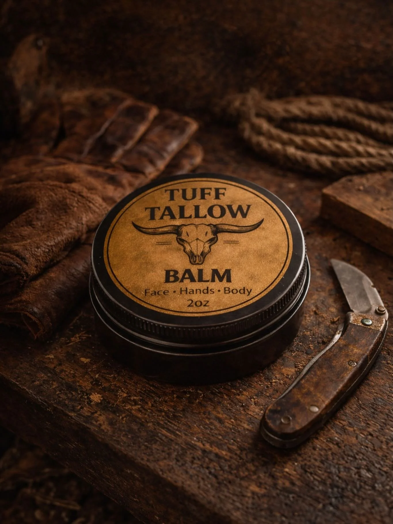 Not cosmetics.

	Real skin care for hard working people.

	Tuff Tallow Balm

	Grass-fed tallow with tamanu oil and  frankincense that repair and protect skin the way nature intended.

	Face &bull; Hands &bull; Body

	Made in North Gower, Ontario.