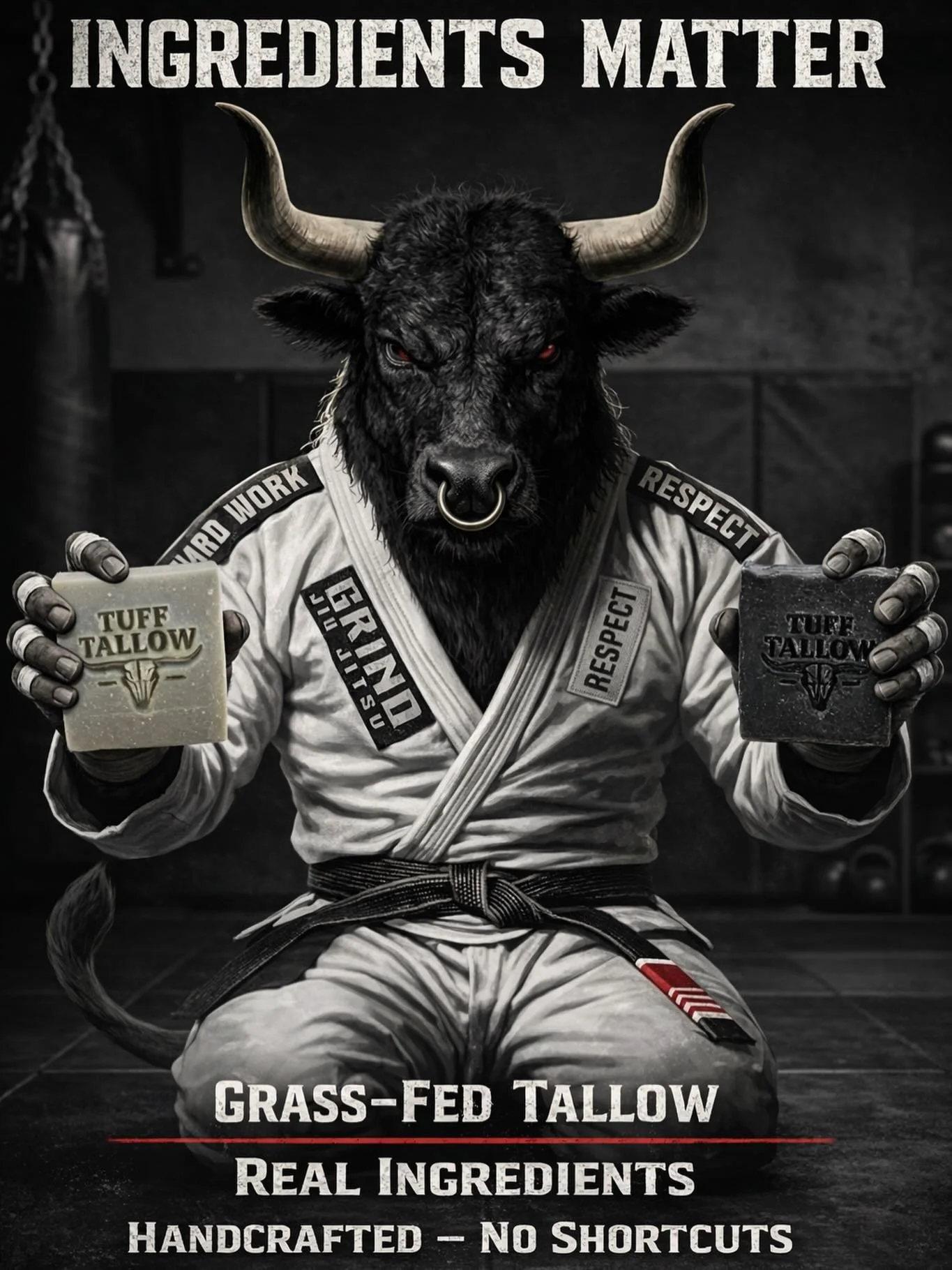 At Tuff Tallow, we do things differently.

Our soap starts with rendered beef tallow &mdash; the same skin-compatible fat humans have used for centuries.
Packed with natural vitamins.
Rich in fatty acids your skin actually recognizes.

We add only wh