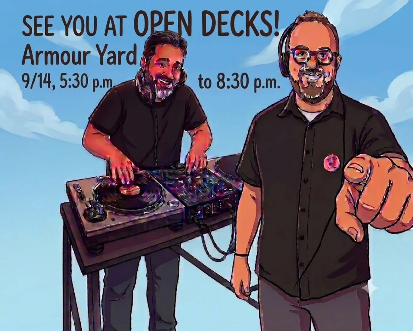 CORRECTION! Open Decks @armouryard , this Monday 9/14 , 5.00 pm to 8.00 PM , Race St. Holyoke !