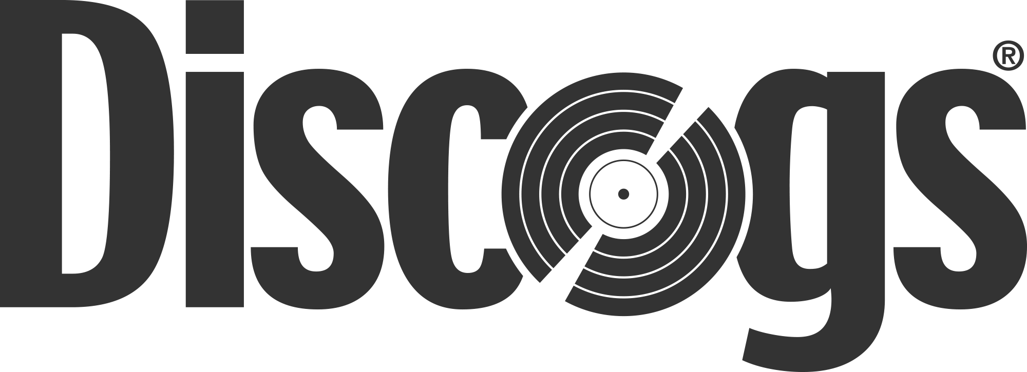 Discogs logo in black with a circular target design replacing the letter O.