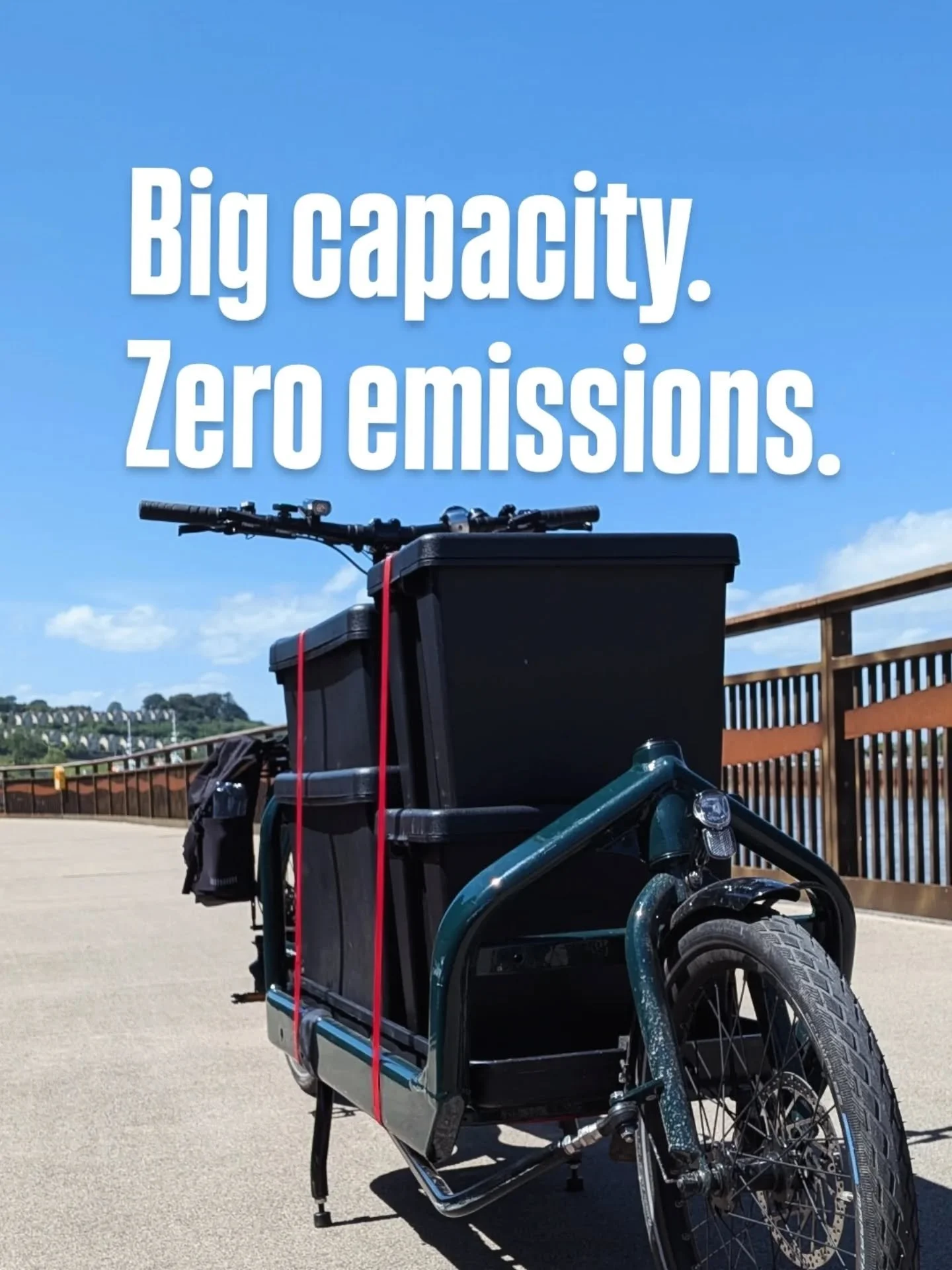 ​Big capacity. Zero emissions.

&bull; ​Move up to 100kg per trip
&bull; ​Beat city gridlock effortlessly
&bull; ​Cut your business delivery costs
&bull; ​100% green supply chain

​Ditch the van rates. Switch to cargo.

#Waterford #courier #SameDayDe
