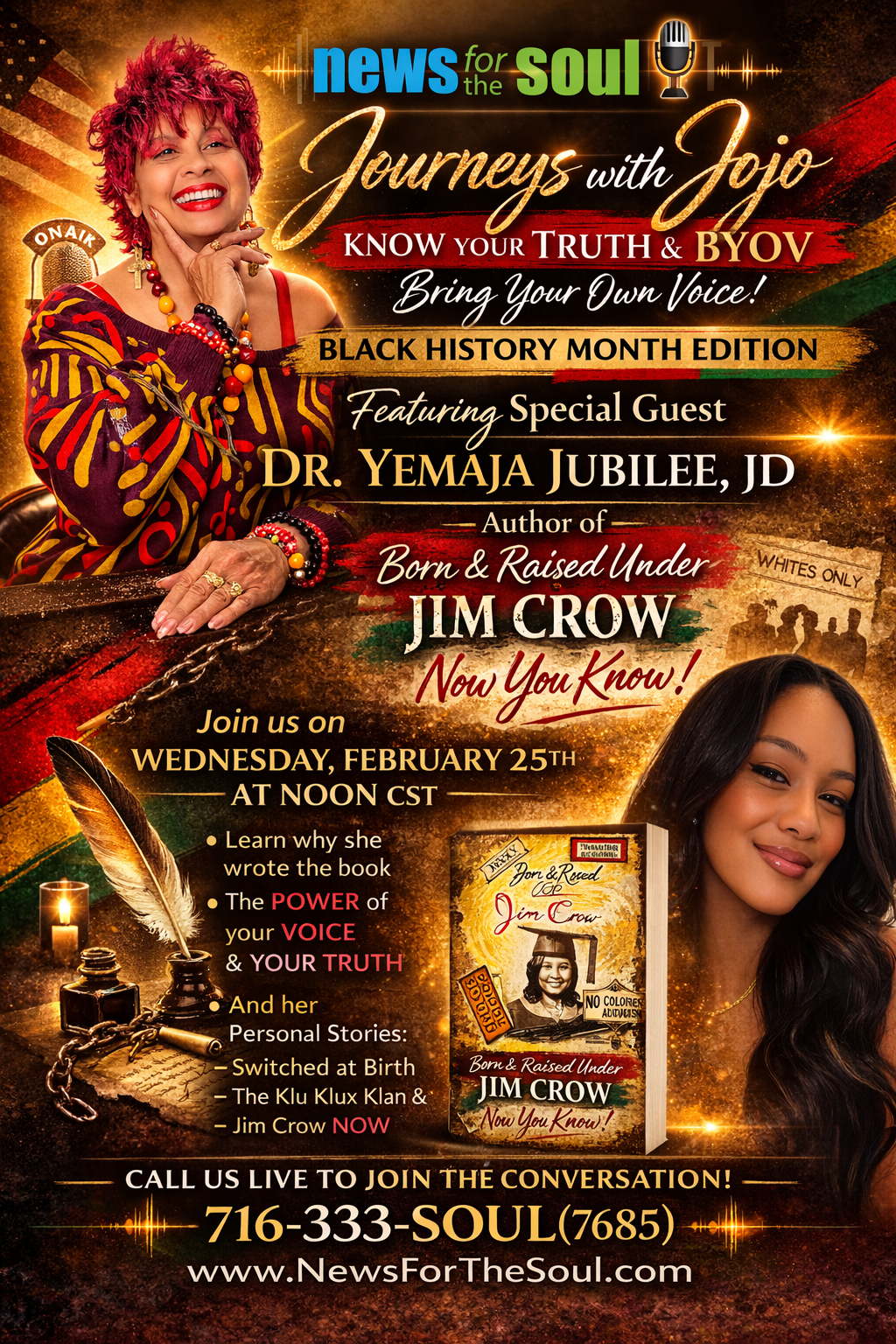 NFTS Journeys with Jojo: KNOW your TRUTH &amp; BYOV- Bring your own Voice. Black History Month Edition featuring special guest Dr. Yemaja Jubilee